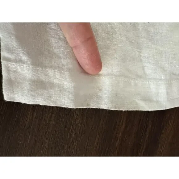 Saks Fifth Avenue Linen Pants Womens M/L White Yoga Elastic Waistband Wide Leg - Picture 11 of 11